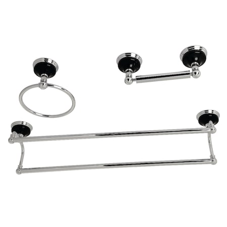 Kingston Brass BAK911348C Water Onyx 3-Piece Bathroom Accessory Set, Polished Chrome BAK911348C